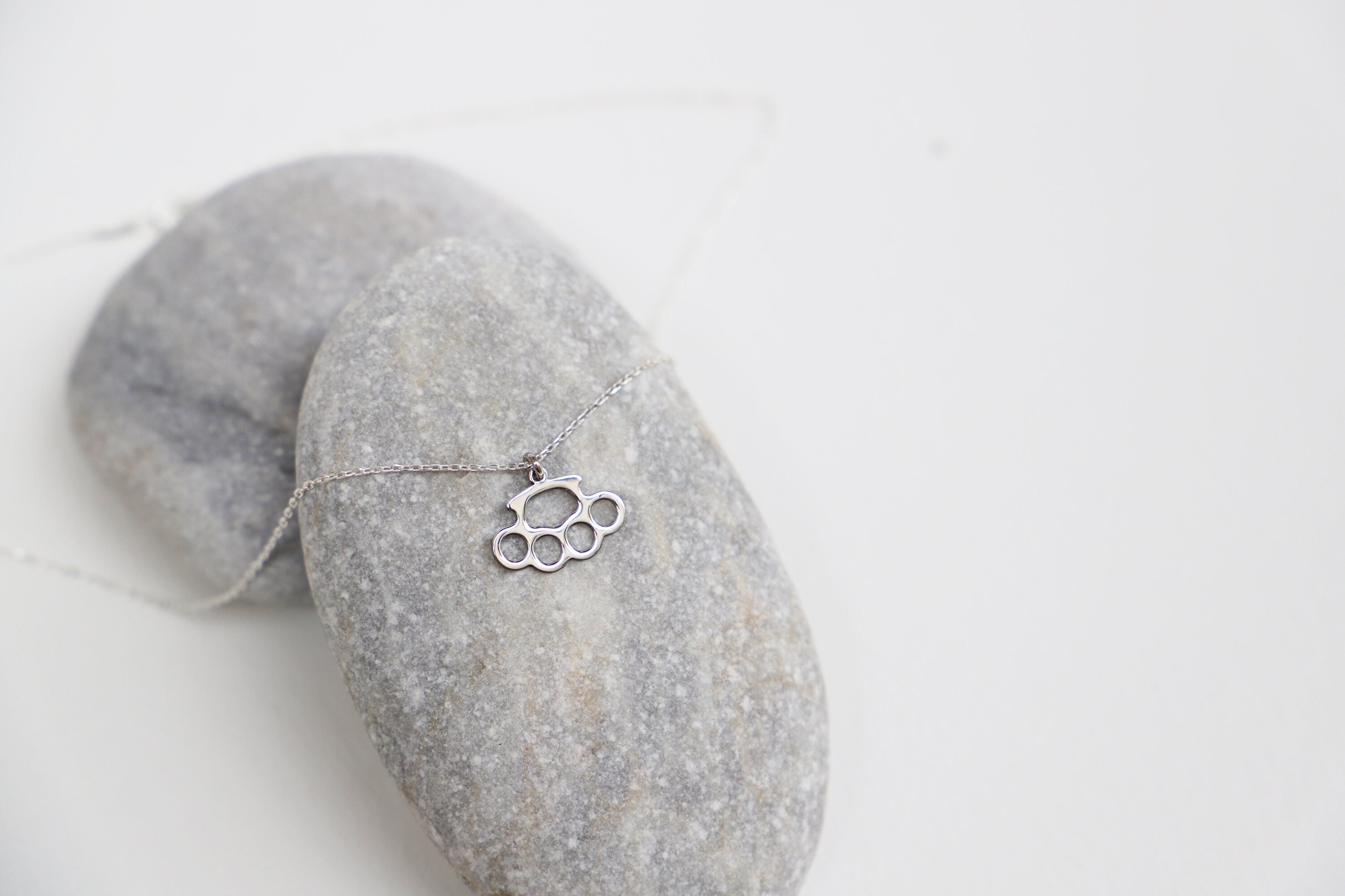 Silver Knuckle Necklace | Gold-Filled Men's Fist Pendant | Minimalist Schlaging Design