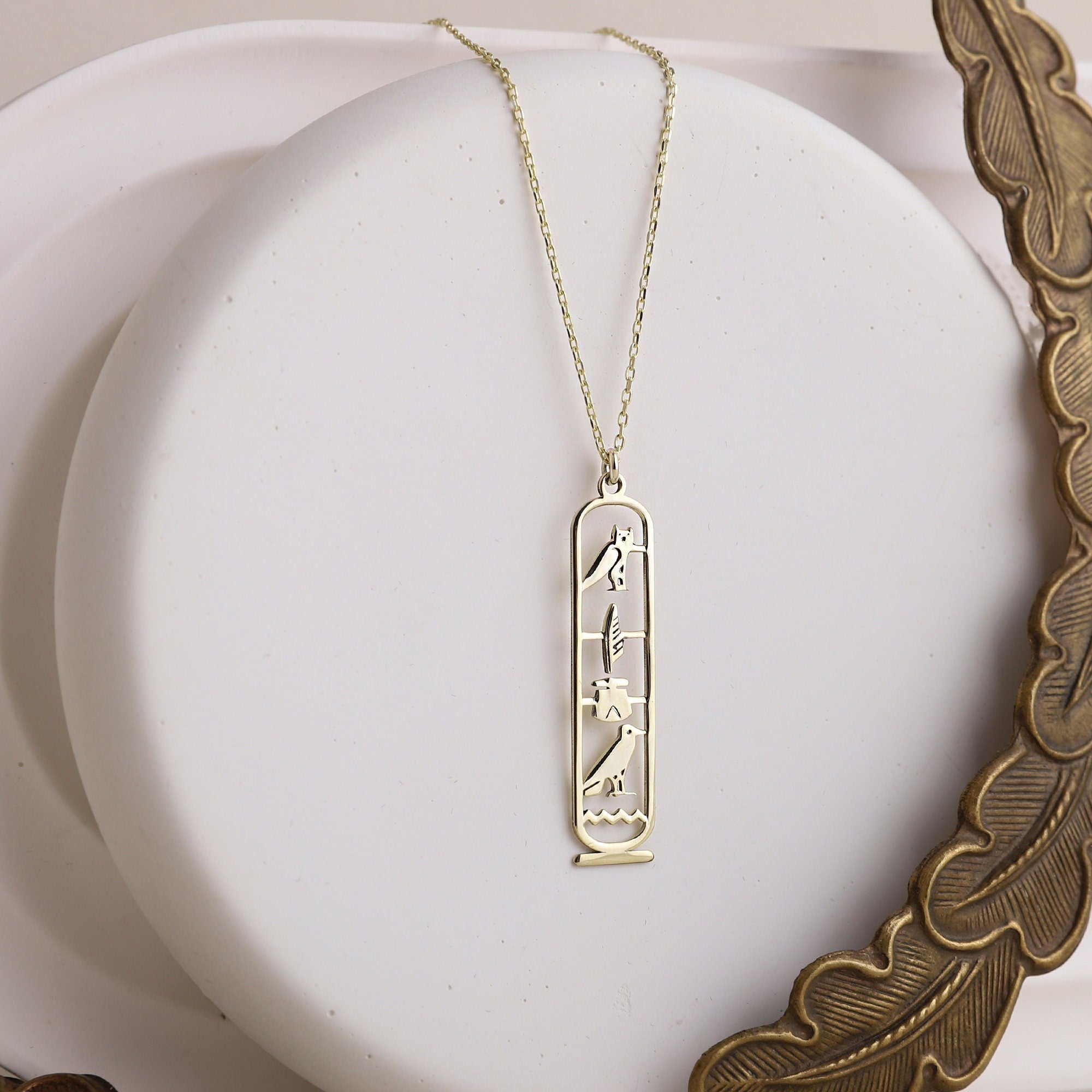 Unique Egypt Cartouche Necklace - Stunning Hieroglyph Pendant