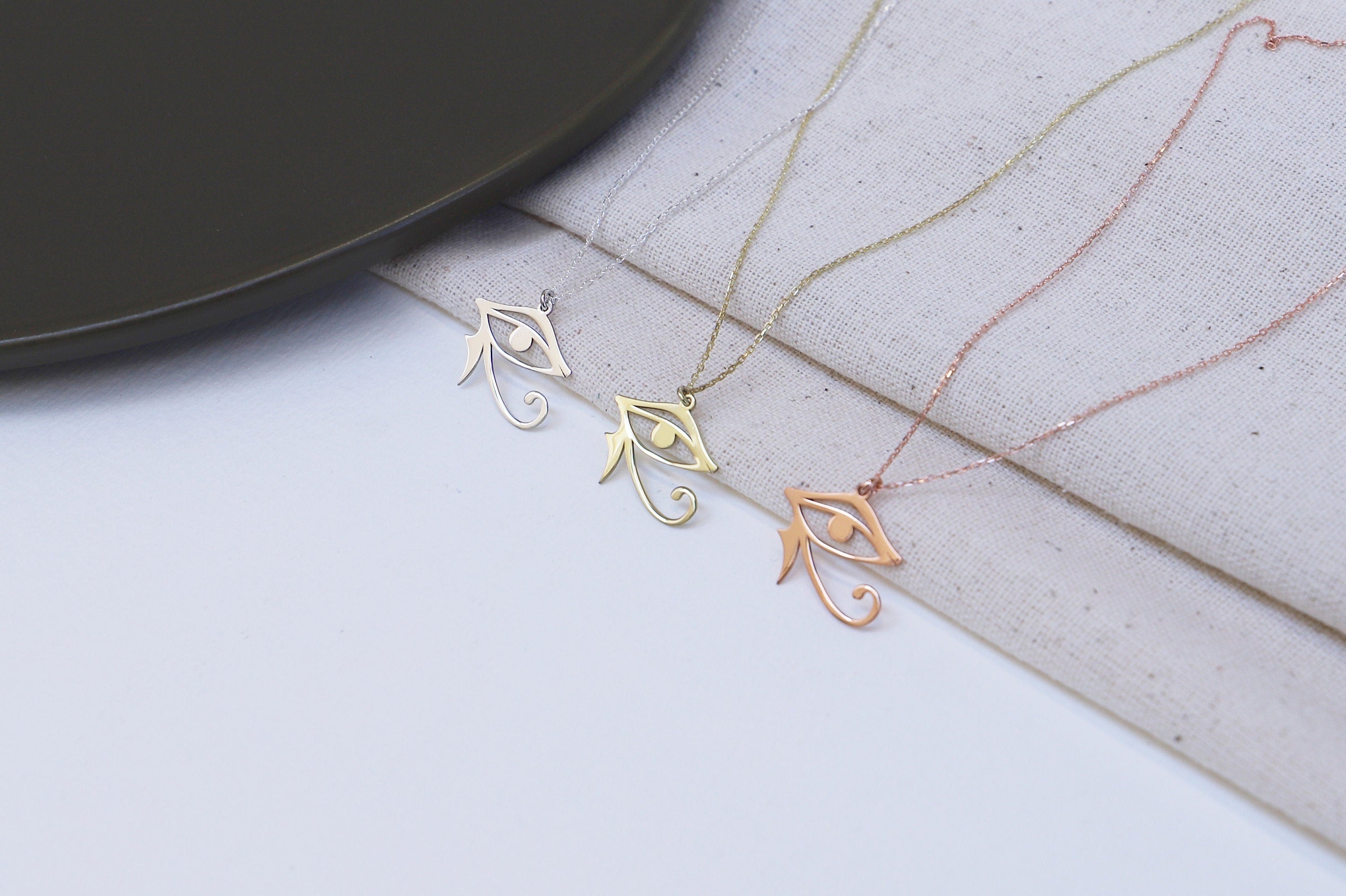 Horus Jewelry Gold Eye of Ra Pendant Necklace - Empower Your Style with Ancient Elegance