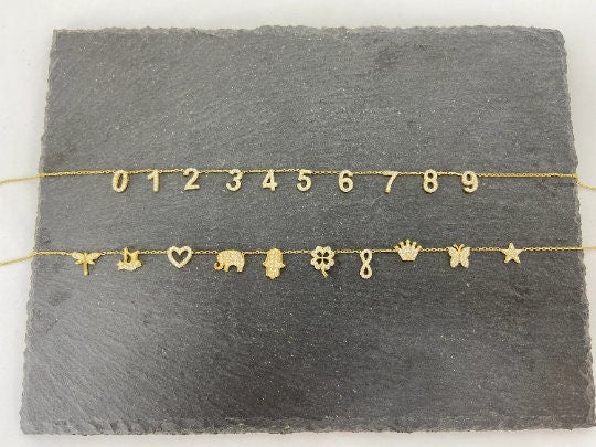 Dainty Initial Pave Necklace with Diamond Heart