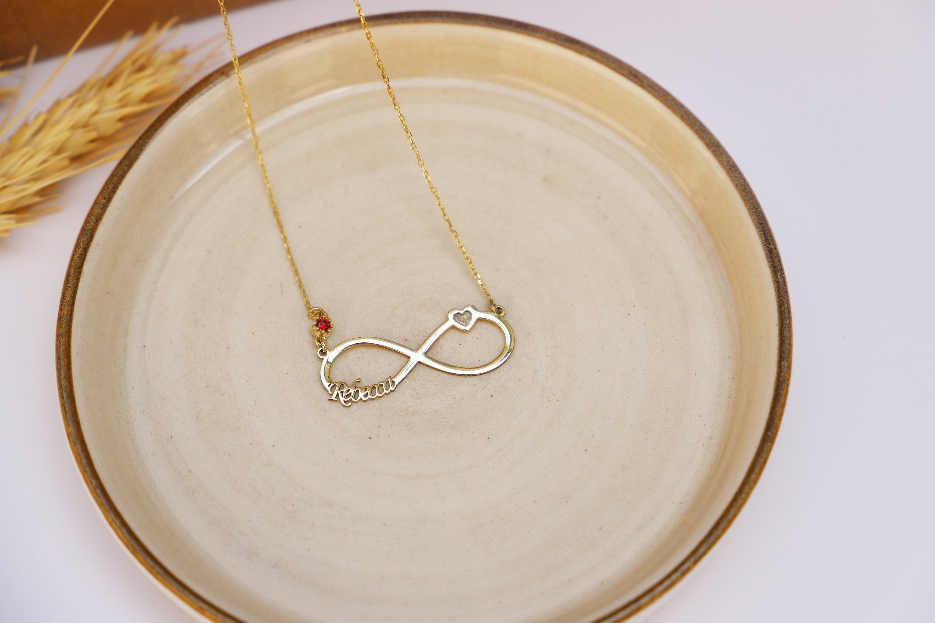 Eternal Love Infinity Necklace - Personalized Gold Necklace with Names & Heart