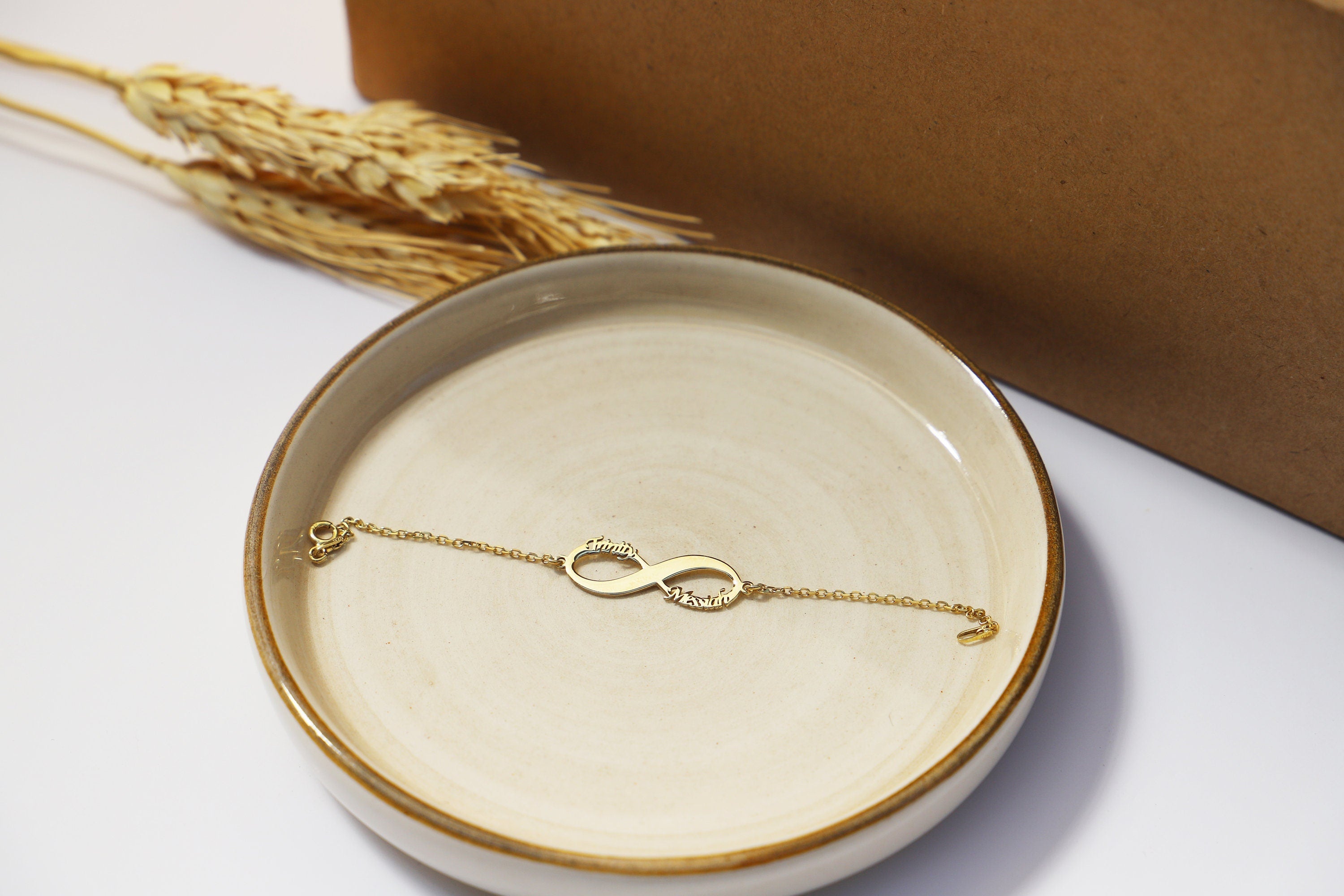 Personalized Silver Infinity Bracelet with Names - Handmade Women's Custom Ankle Jewelry