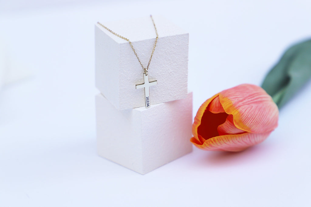 Gleam & Grace Custom Gold Cross Necklace - Dainty 14Kt Gold Filled Design for Meaningful Gifts