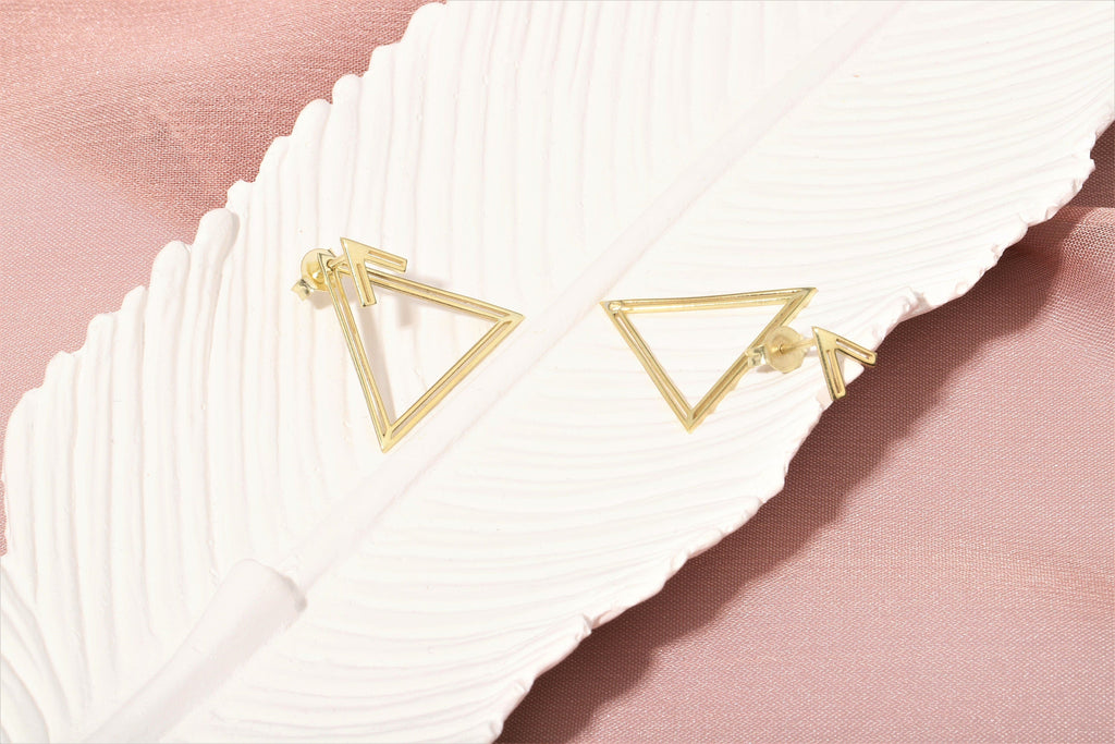 Triangle Ear Jacket Earrings with Dazzling Geometric Design