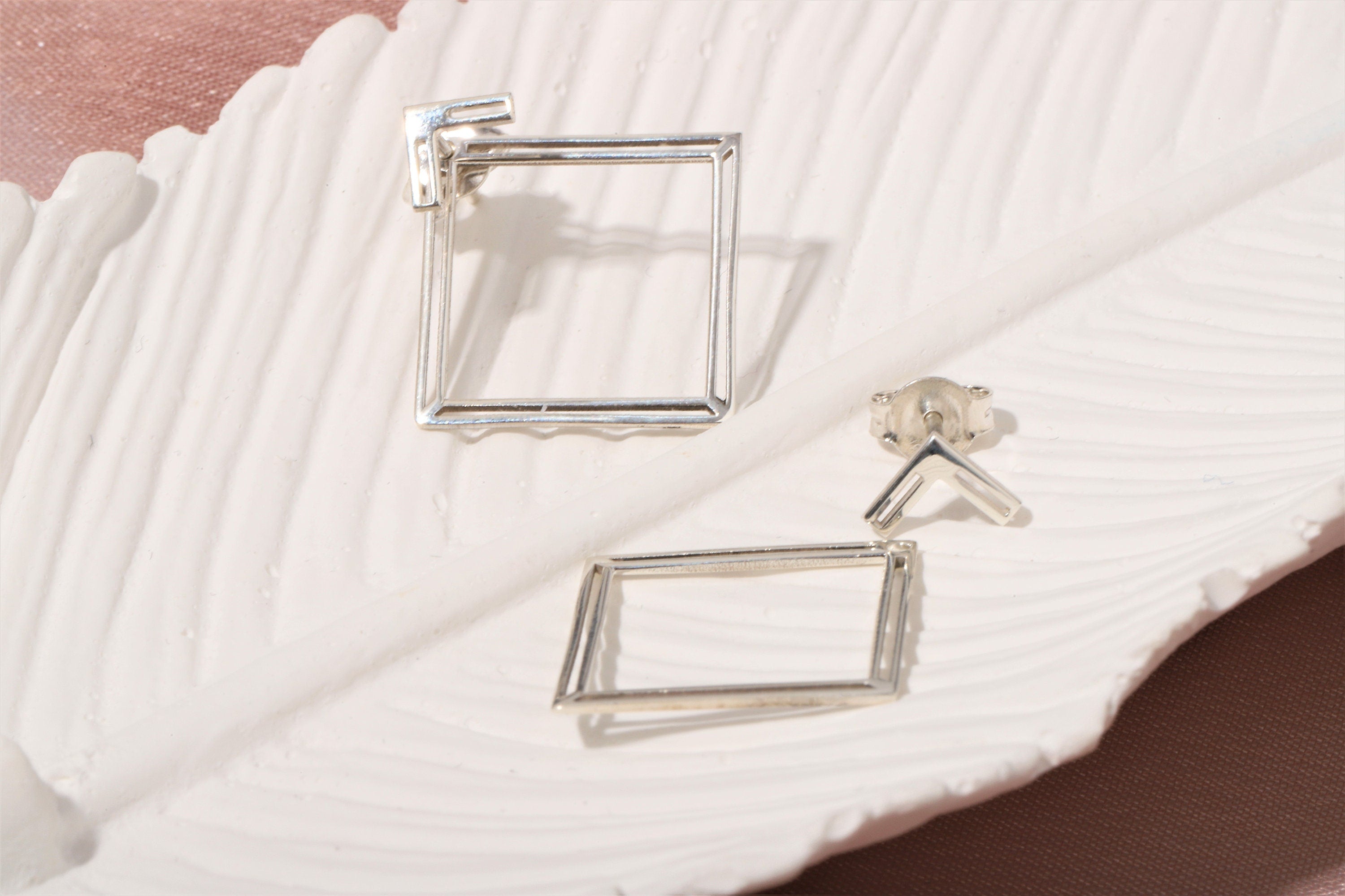 Square Ear Jacket Earrings
