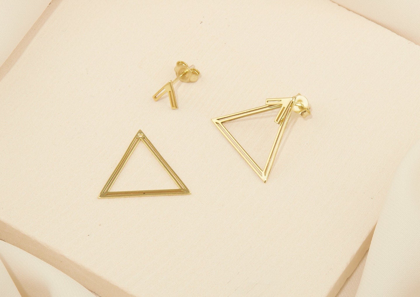 Triangle Ear Jacket Earrings with Dazzling Geometric Design