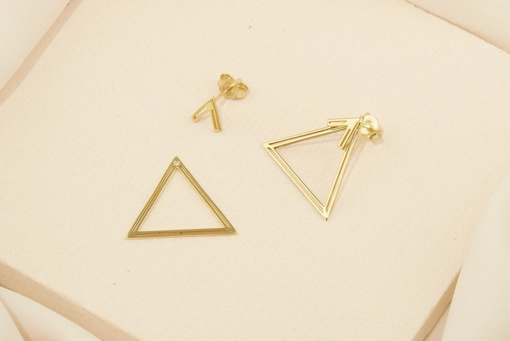 Triangle Ear Jacket Earrings with Dazzling Geometric Design