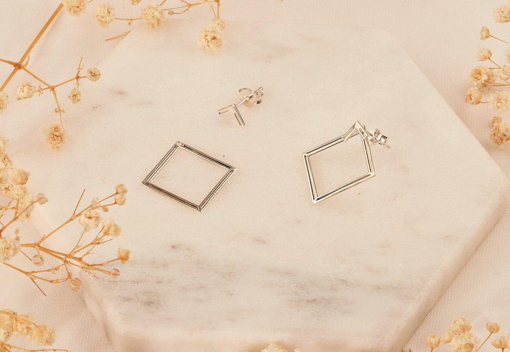Square Ear Jacket Earrings