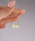 GoldGlow Personalized 14k Gold Old English Name Necklace - Custom Gothic Style Gift