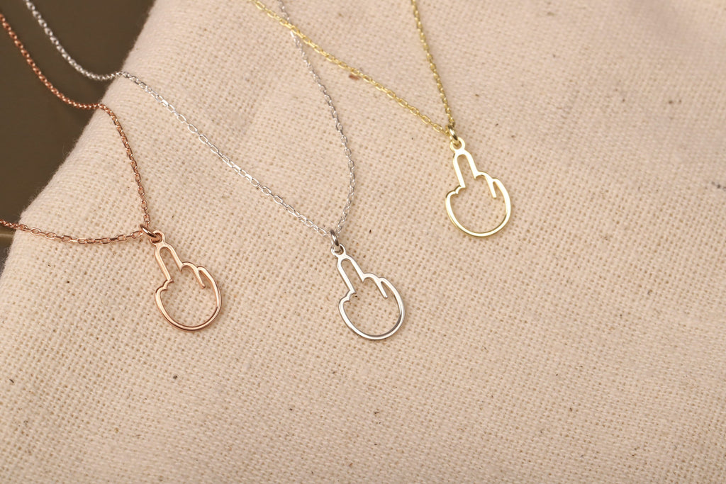 Tiny Middle Finger Jewelry | Silver Minimalist Pendant | Bold Charm for Best Friends