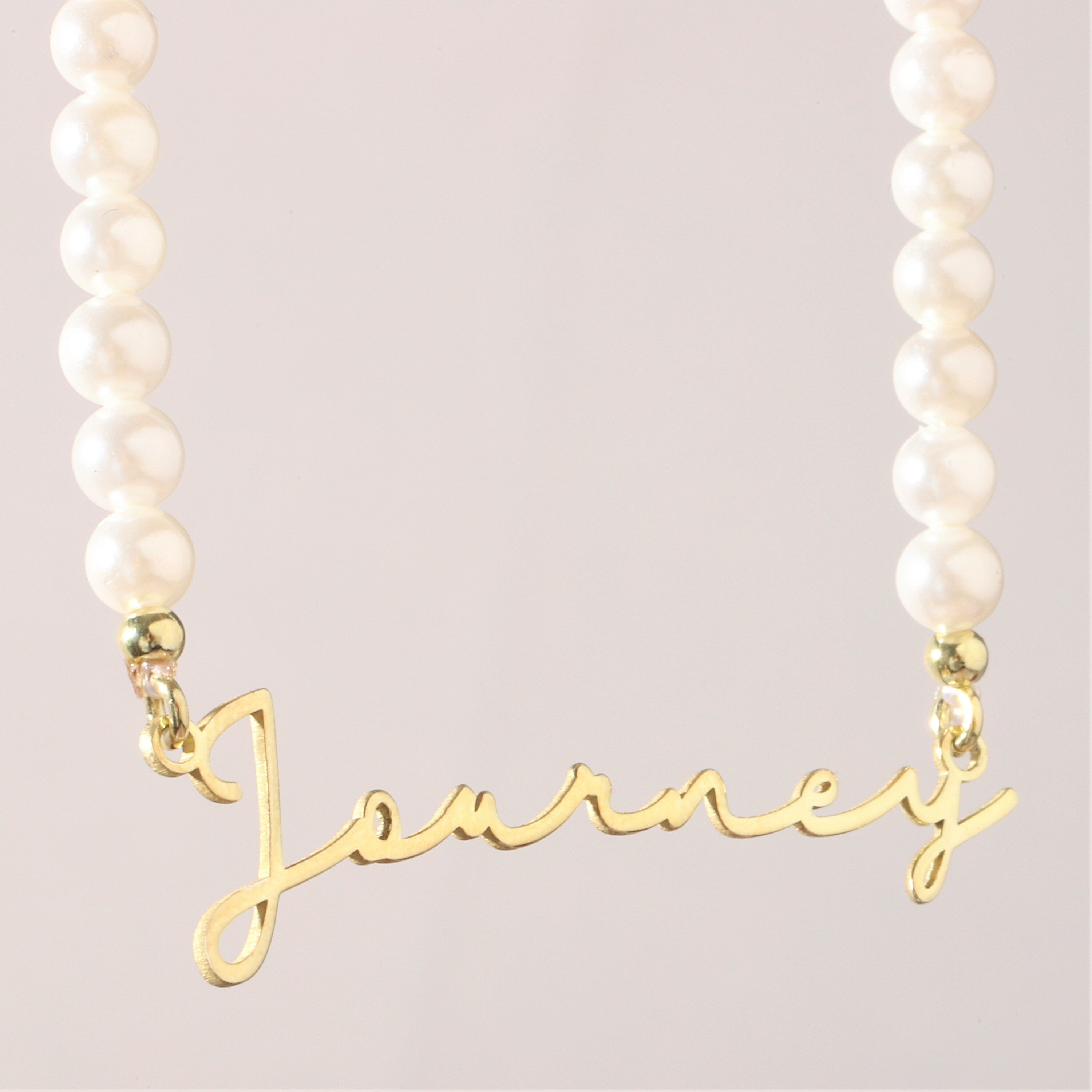 SilverGoldandRose Personalized Pearl Name Necklace - Handmade Jewelry Gift for Women