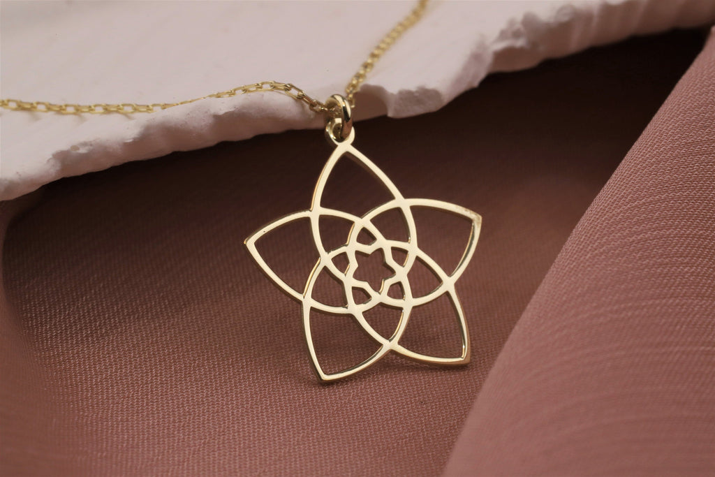Venus Jewelry 14K Gold Venus Flower Necklace - Symbol of Beauty in Sterling Silver, Rose Gold & Gold
