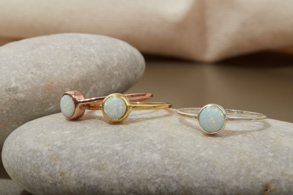 Elysian Jewels 14K White Opal Rings - Dazzling Elegance for Every Occasion