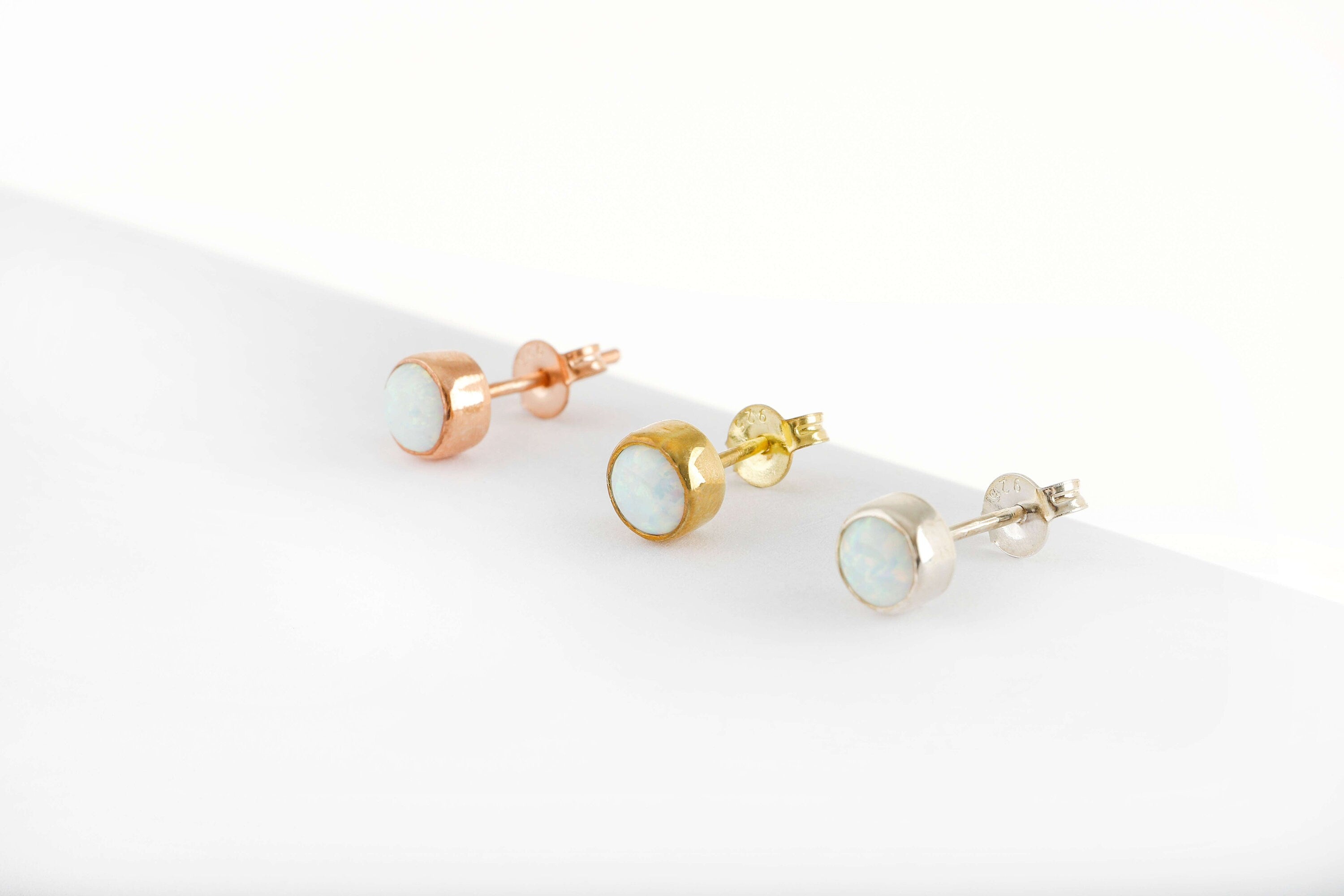 Luminous White Opal Studs – Dazzling Elegance for Every Occasion