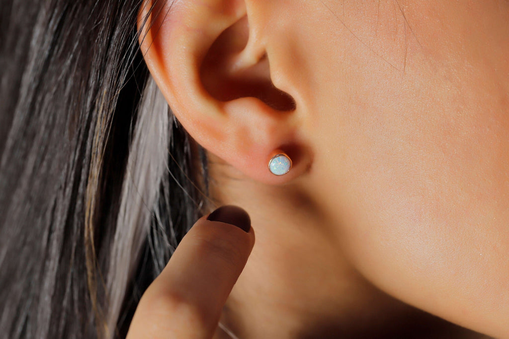 Luminous White Opal Studs – Dazzling Elegance for Every Occasion