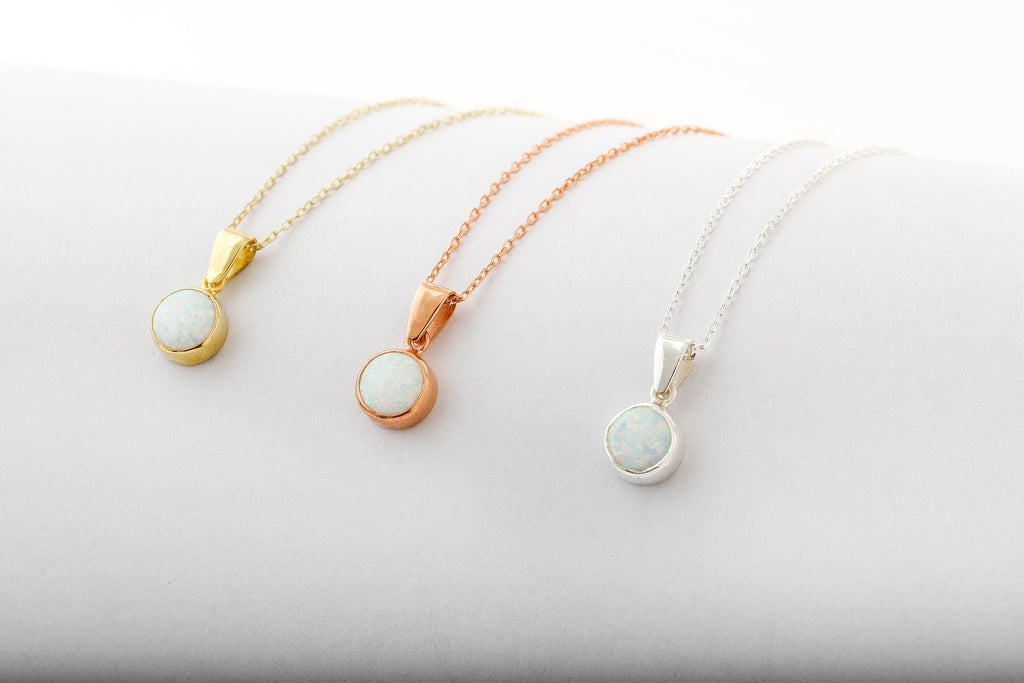 Ethereal Glow White Opal Necklace - Dazzling Gemstone Elegance