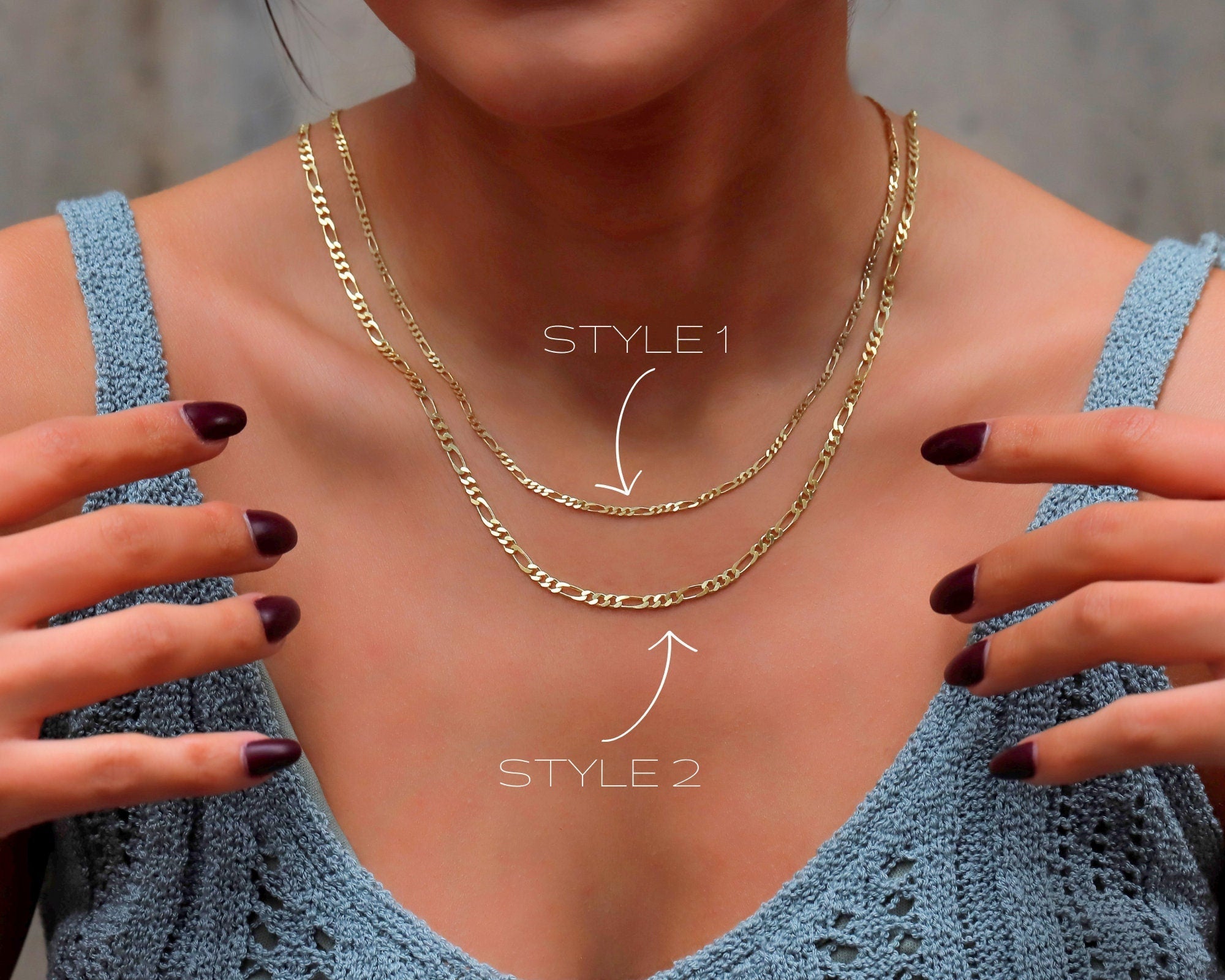 Figaro Chain Necklace - Stunning 14K Gold &amp; Sterling Silver Jewelry for Everyday Elegance