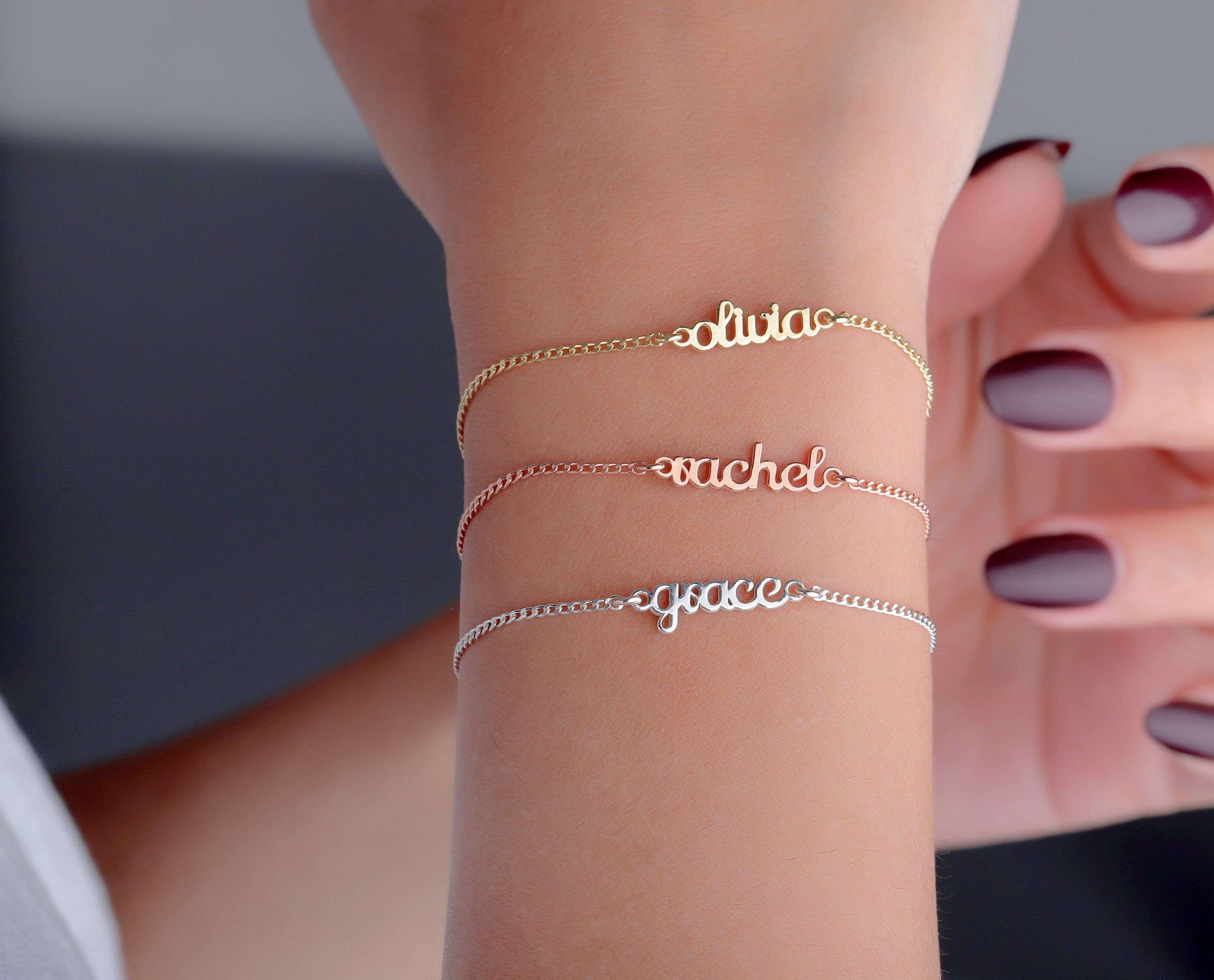 Layered Elegance Name Bracelet - Personalize Your Style with Custom Charm
