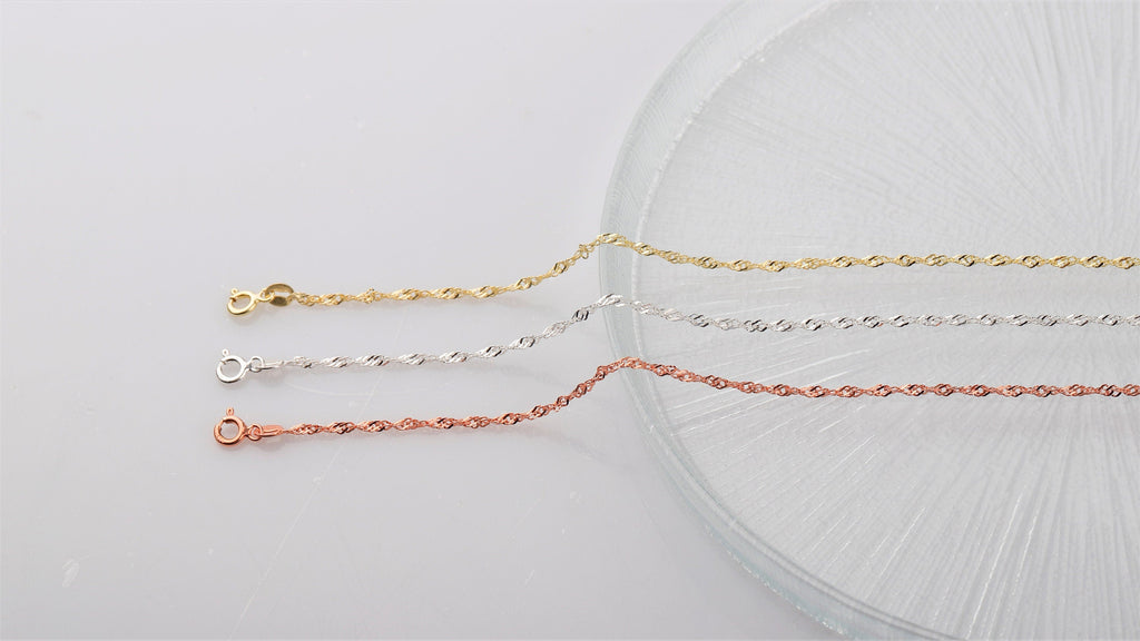 Shimmering Singapore Twist Chain Necklace | Luxurious Elegance for Every Occasion