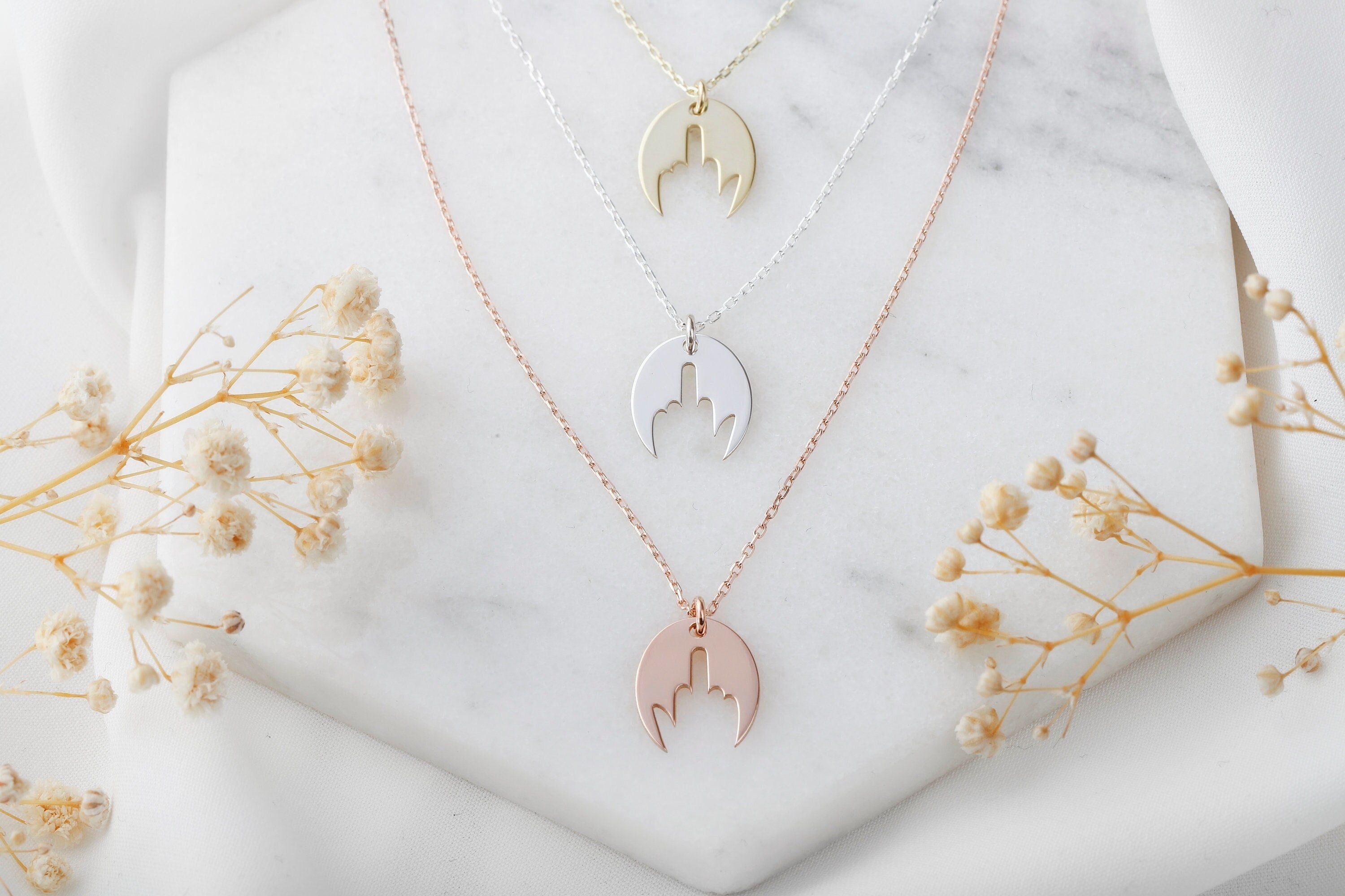 14K Gold Middle Finger Necklace - Bold Charm for Unapologetic Self-Expression