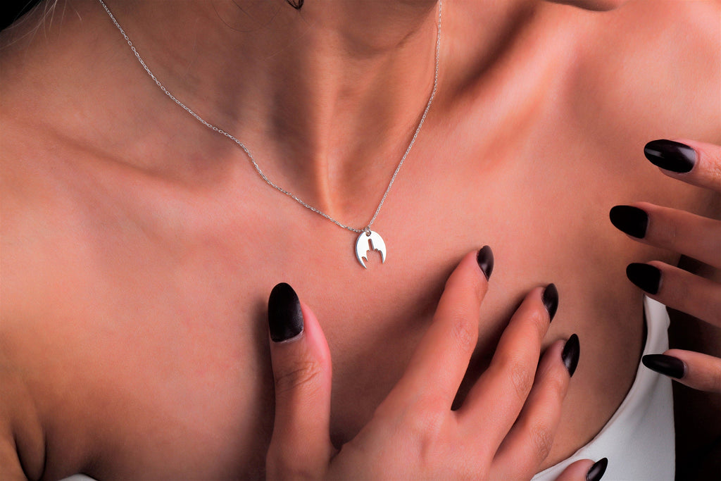 14K Gold Middle Finger Necklace - Bold Charm for Unapologetic Self-Expression
