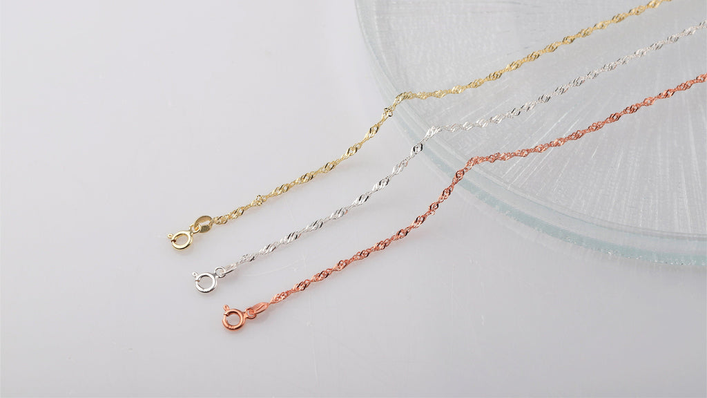 Shimmering Singapore Twist Chain Necklace | Luxurious Elegance for Every Occasion