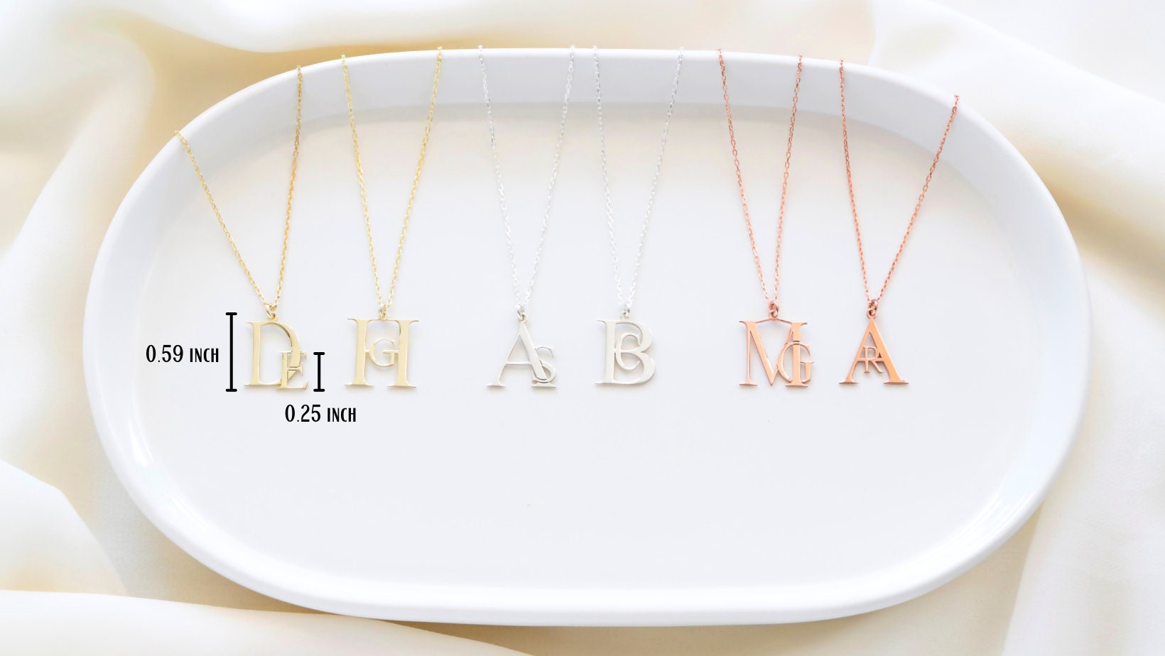 SilverGoldandRose Initials Charm Necklace - Personalized Solid Gold, Rose Gold, or Sterling Silver Design