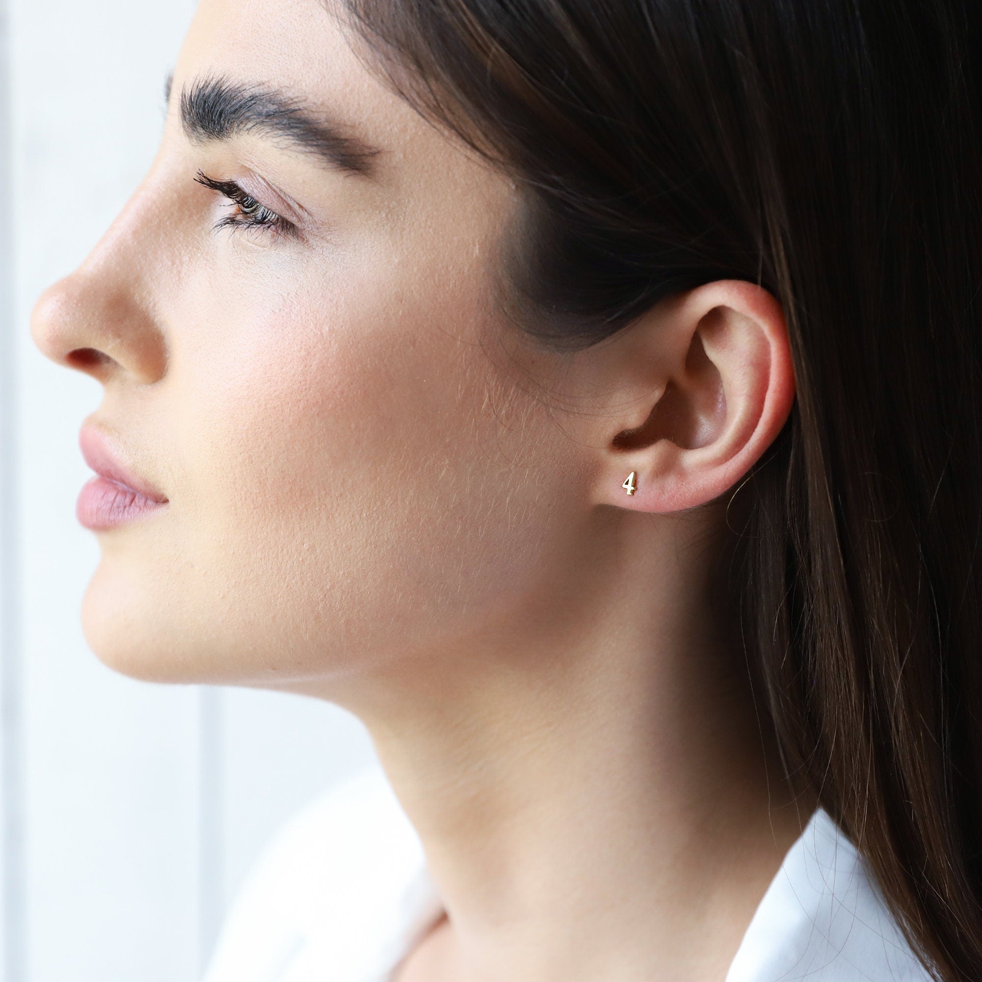Gold Mini Number Stud Earrings | Personalized Dainty Silver Minimalist Designs