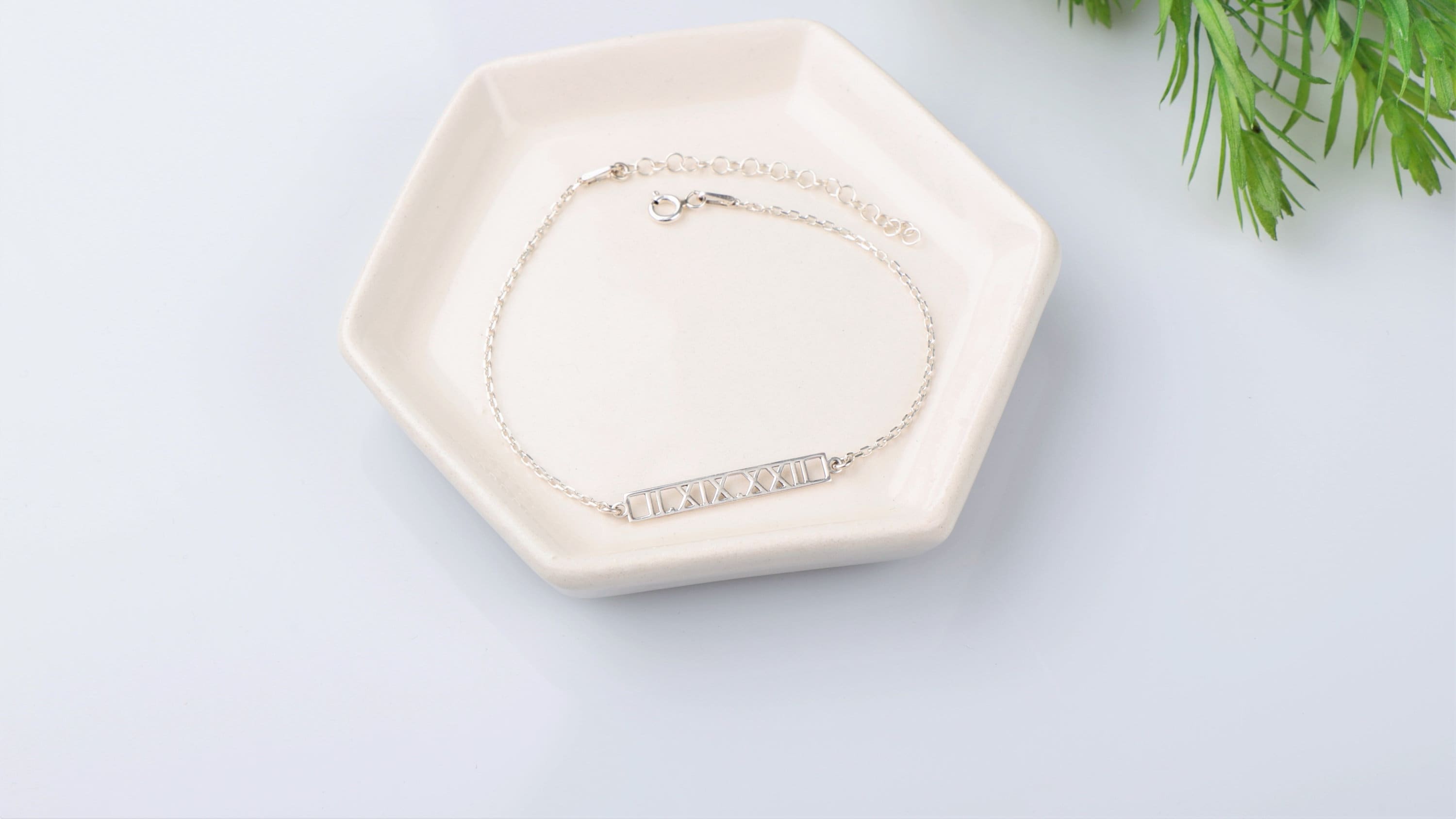 Elysian Jewelry Custom Bar Bracelet with Roman Numerals for Personalized Special Dates