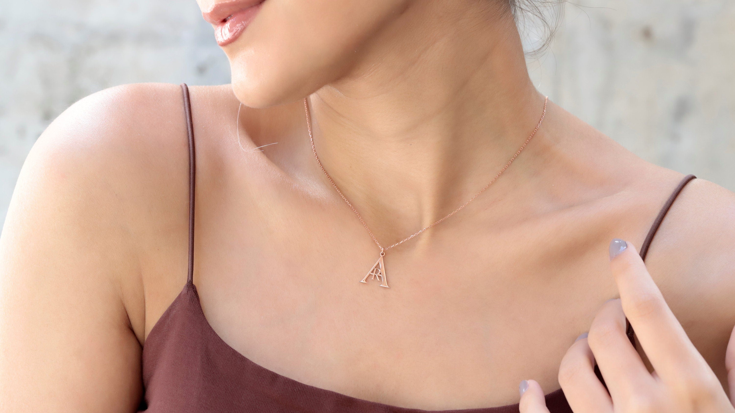 SilverGoldandRose Initials Charm Necklace - Personalized Solid Gold, Rose Gold, or Sterling Silver Design
