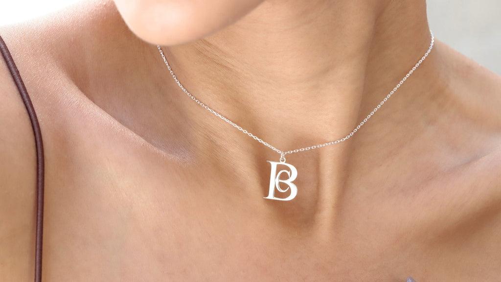 SilverGoldandRose Initials Charm Necklace - Personalized Solid Gold, Rose Gold, or Sterling Silver Design