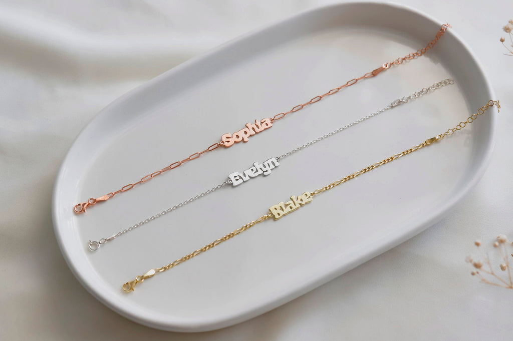 14K Rose Gold Personalized Name Bracelet