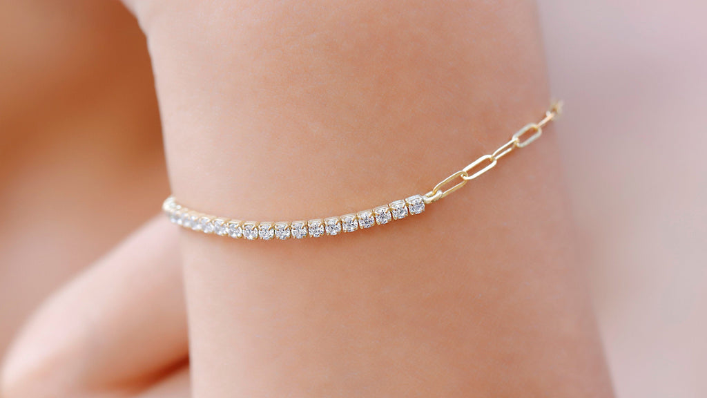 Tennis-Inspired Half Link Chain Bracelet - Stylish & Unique Design for Every Occasion
