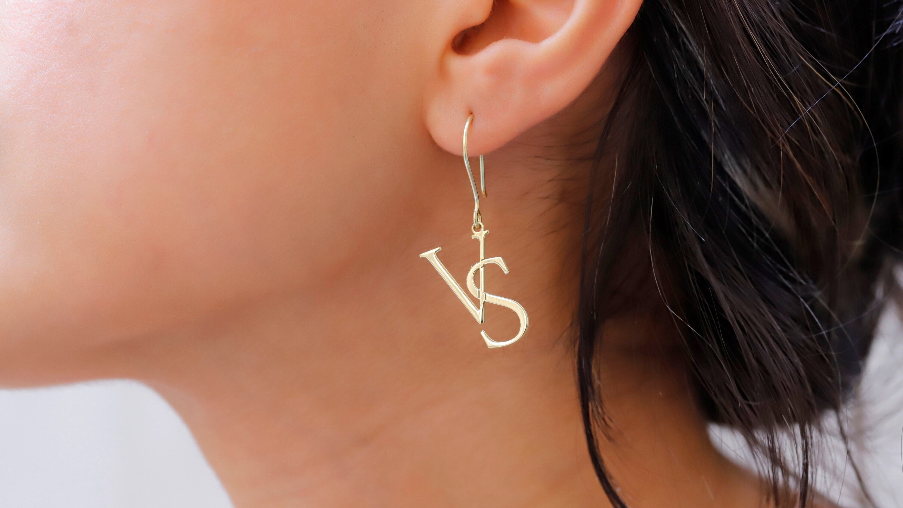 Personalized Dangle Earrings - Custom Two Letters Design for Women, Dainty & Unique Gift