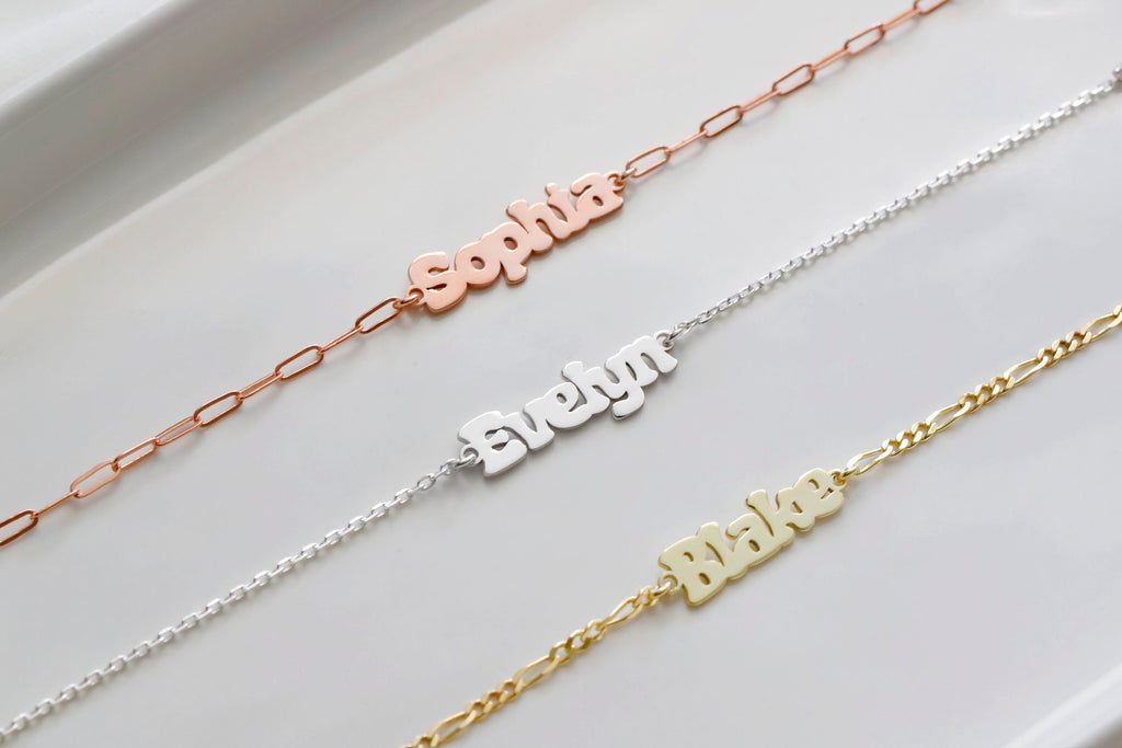 14K Rose Gold Personalized Name Bracelet
