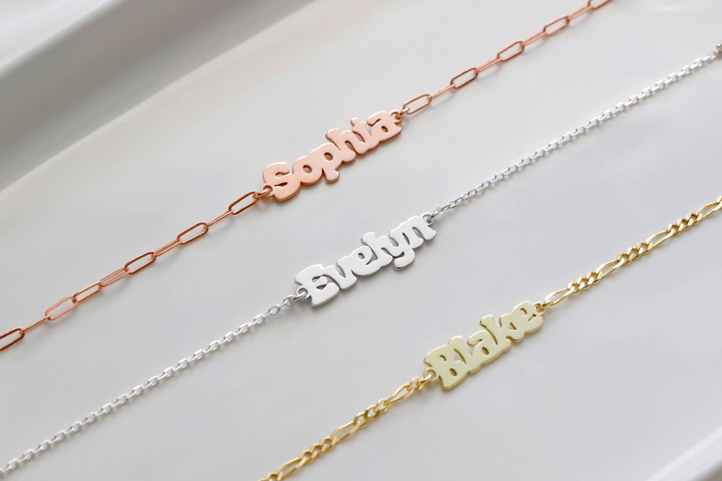 14K Rose Gold Personalized Name Bracelet