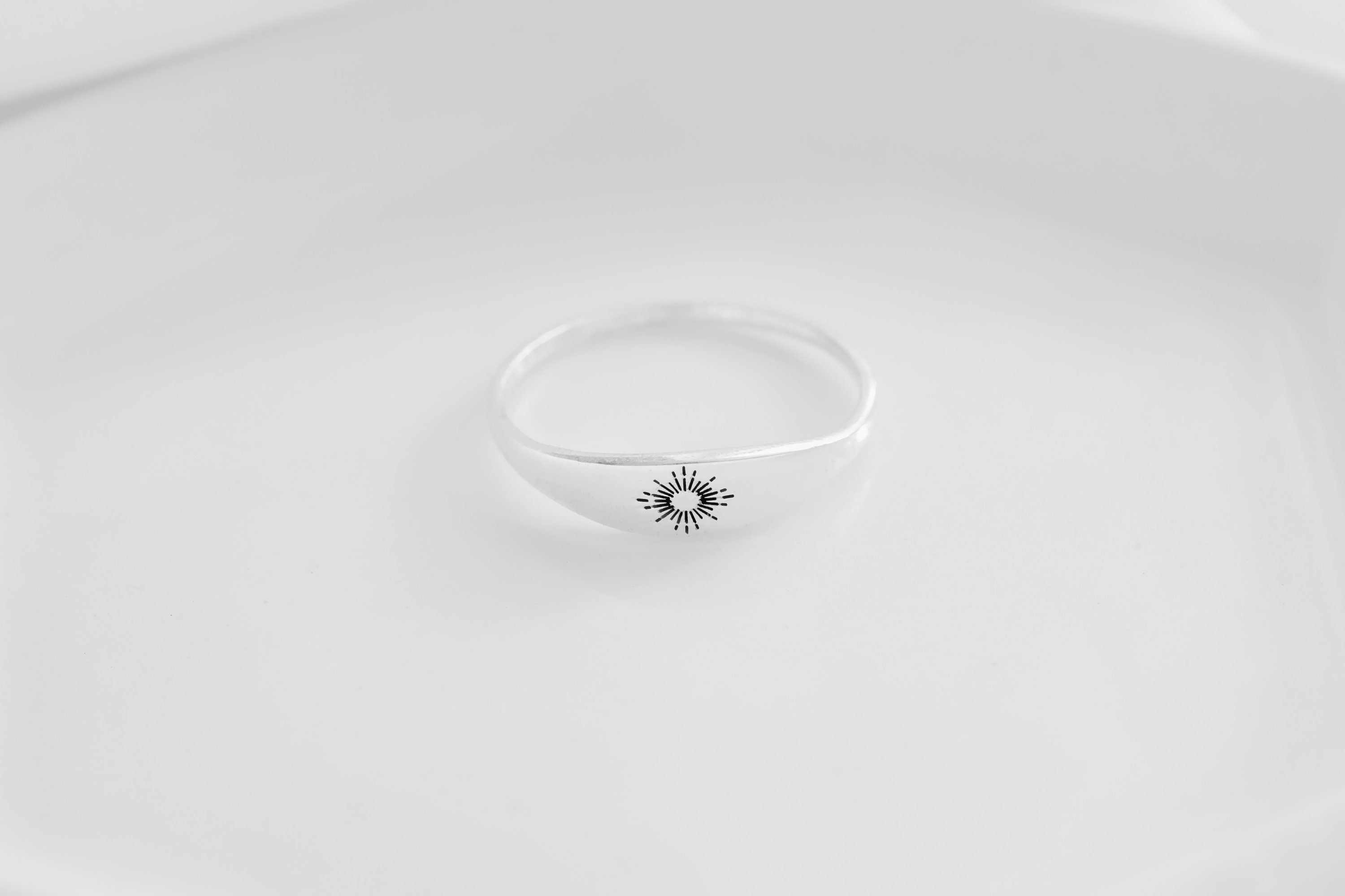 Sunny Aura Sterling Silver Sun Ring - Dainty Sunrise Design, Perfect Birthday Gift for Women