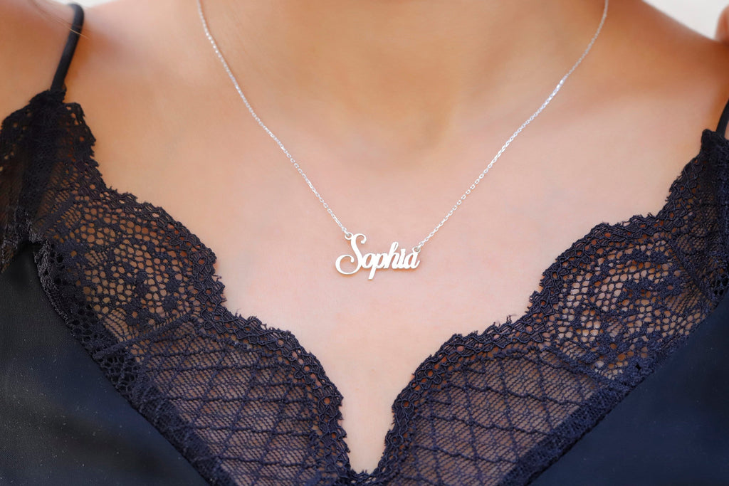 Gold Signature Name Necklace - Personalized Cursive Design