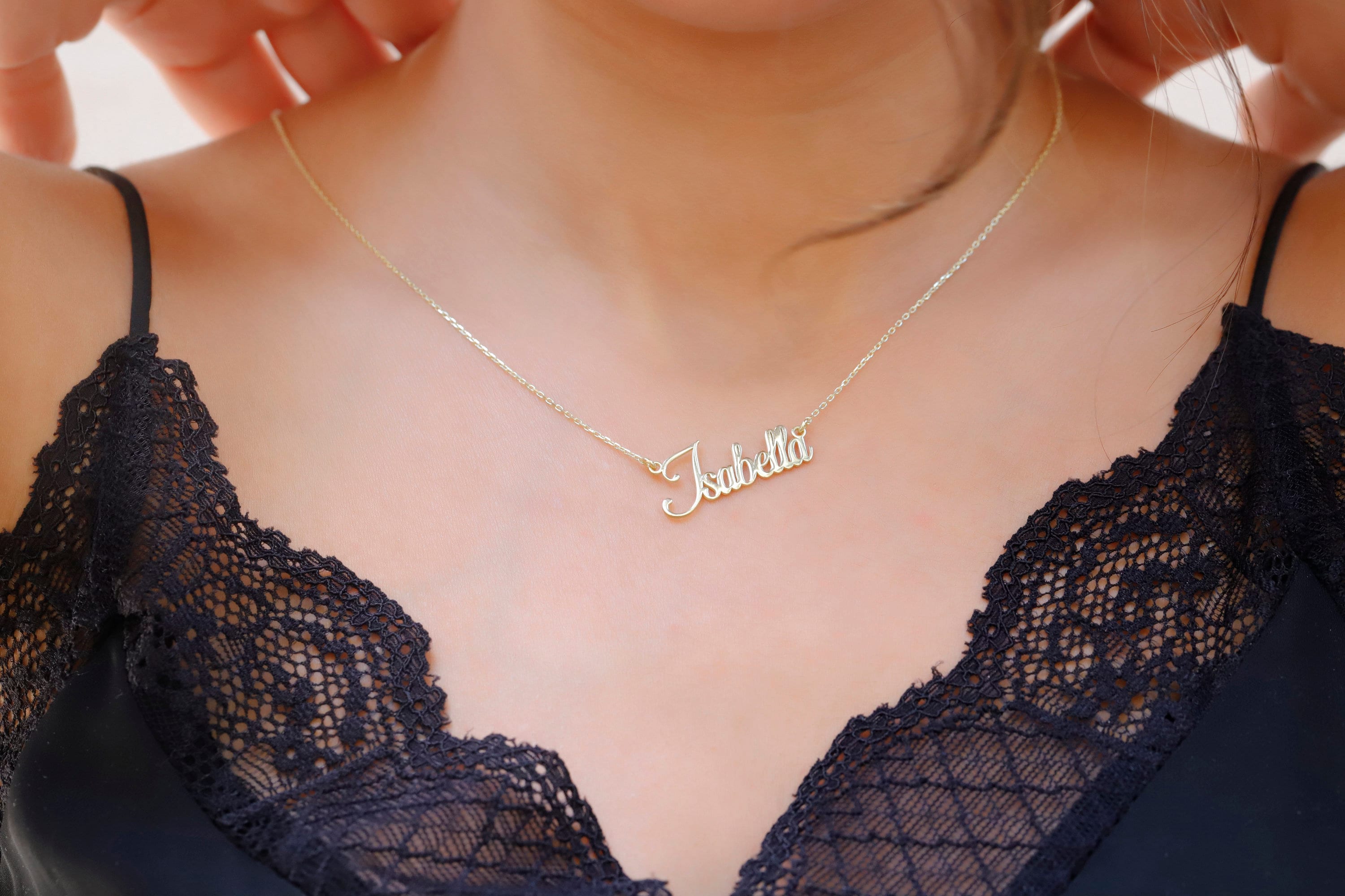 SilverLuxe Custom Name Necklace | 925 Sterling Silver, Tarnish-Free, Perfect Gift for Her in Rose & Gold Fill