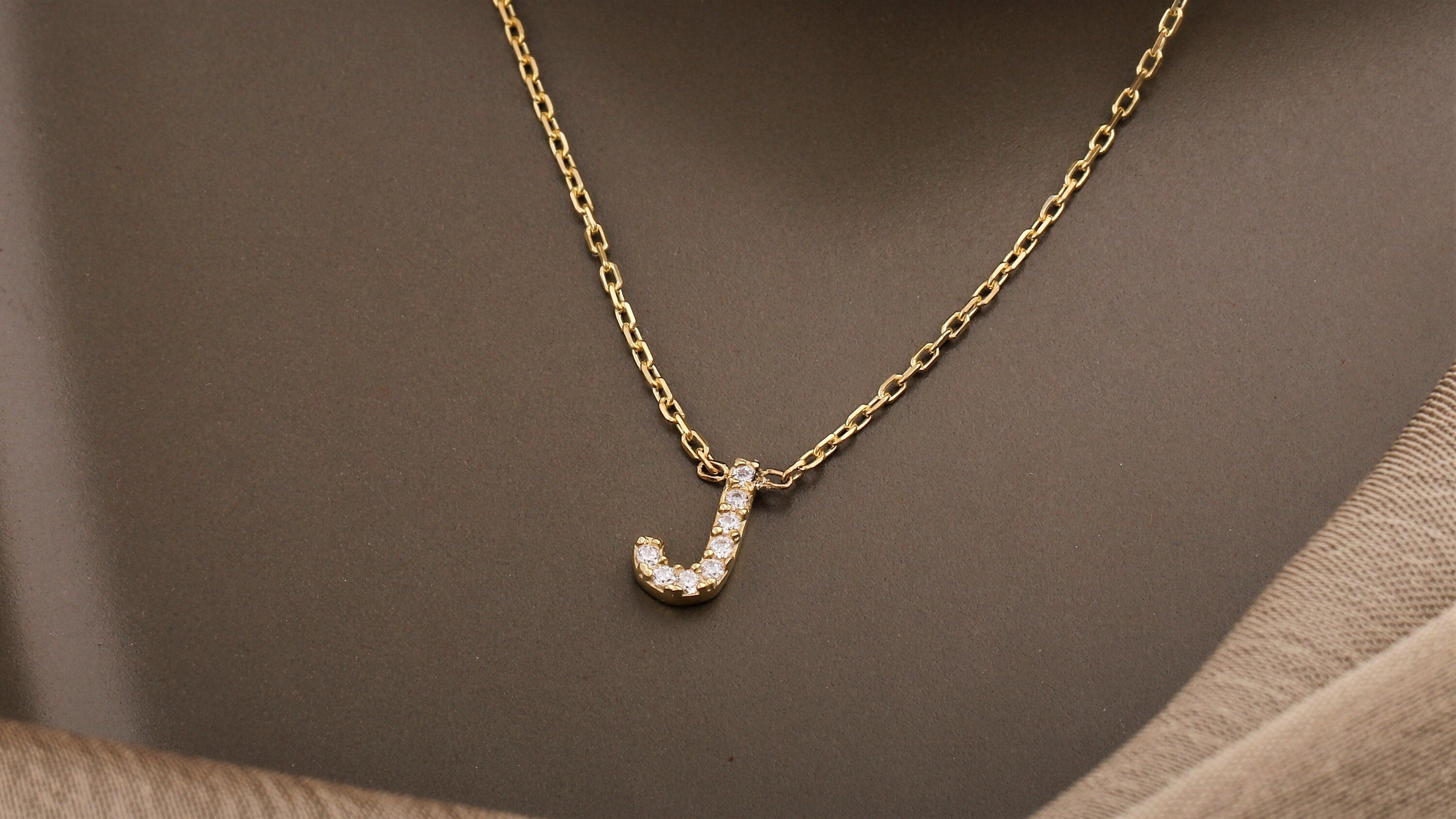 Personalized CZ Diamond Dainty Initial Necklace