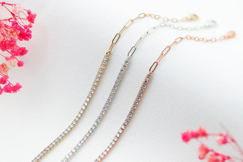 Tennis-Inspired Half Link Chain Bracelet - Stylish & Unique Design for Every Occasion