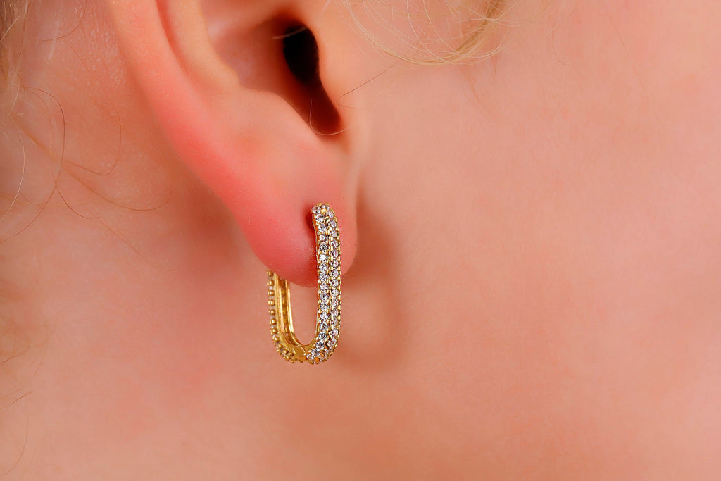 Sparkling Silver Diamond Huggie Earrings | Dainty CZ Cartilage Hoops for Your Earring Stack | Perfect Gift Idea