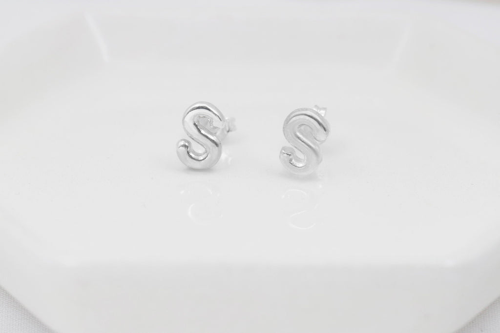 Bubble Pop Jewelry 3D Initial Stud Earrings - Dainty Balloon Letter Design for a Fun, Personalized Touch