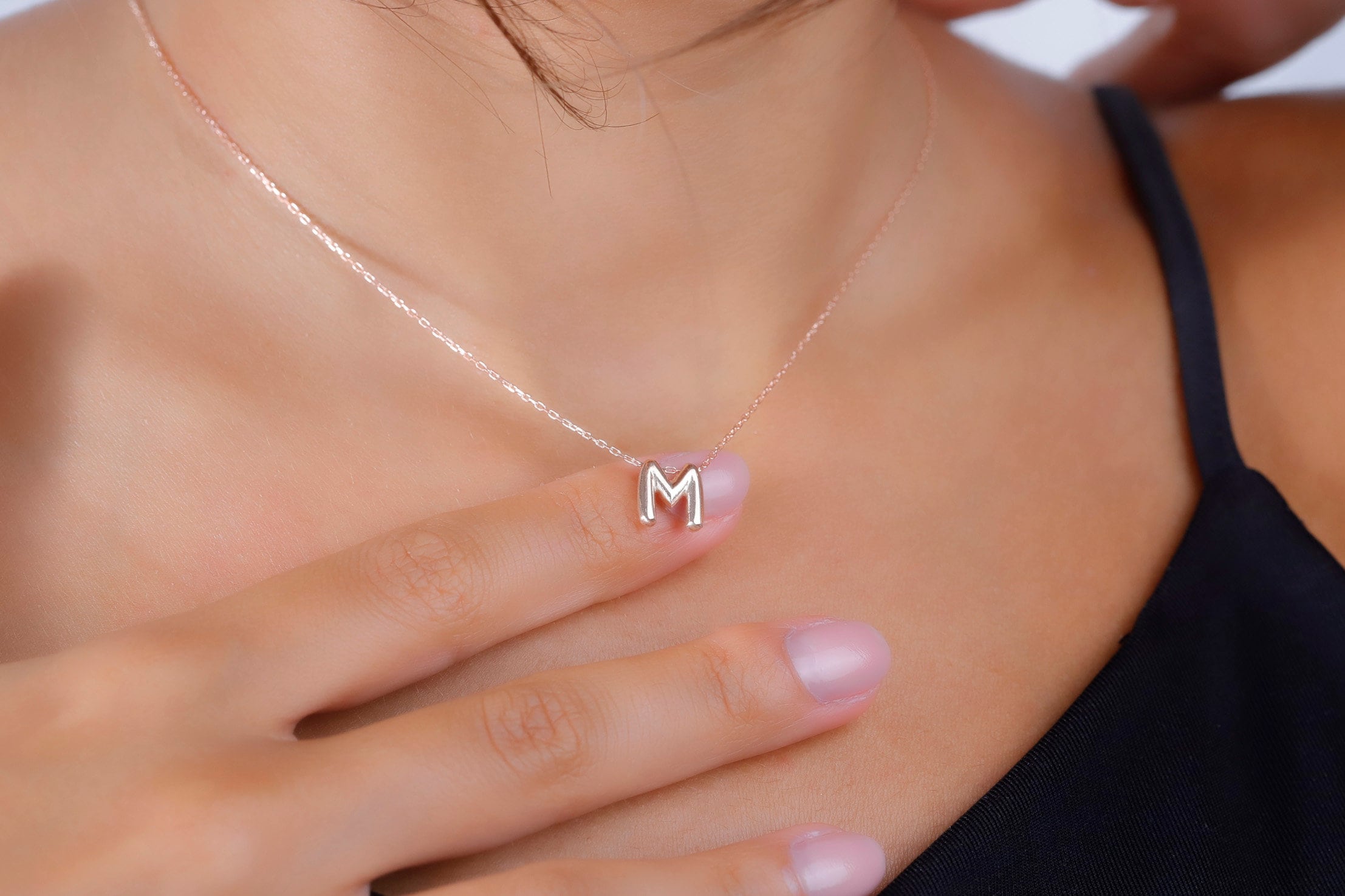Custom Puff Letter Necklace - Unique 3D Balloon Pendant in 925 Sterling Silver