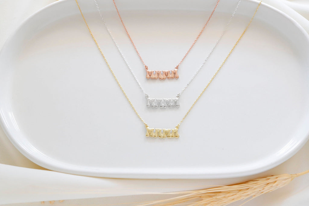 Mama Bubble Letters Necklace - 3D Balloon Initial Puff Pendant for New Moms - Unique Personalized Jewelry Gift