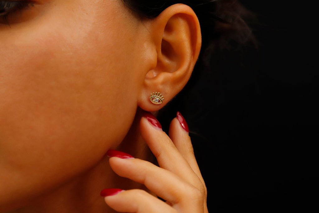 Elysian Jewelry Evil Eye Stud Earrings - Dazzling Protection & Chic Style