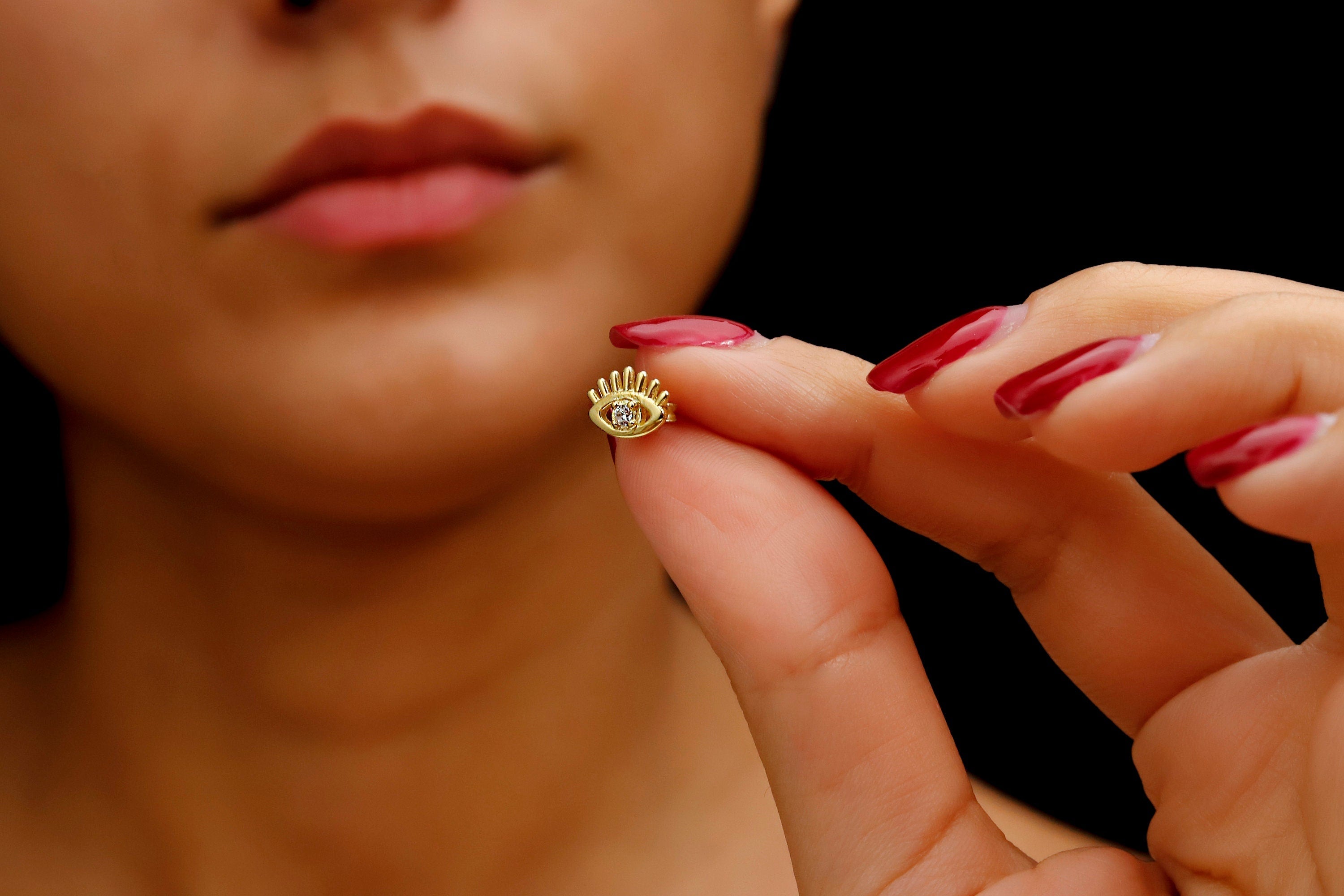 Elysian Jewelry Evil Eye Stud Earrings - Dazzling Protection & Chic Style