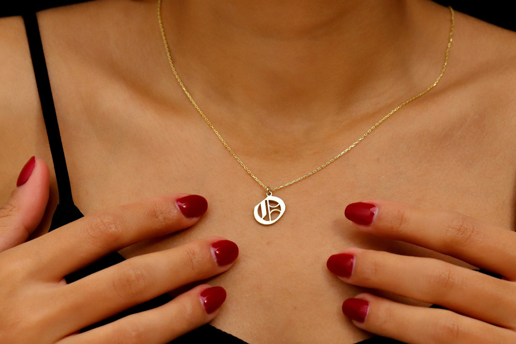 Elegant Initial Necklace - 925 Sterling Silver Old English Gothic Style
