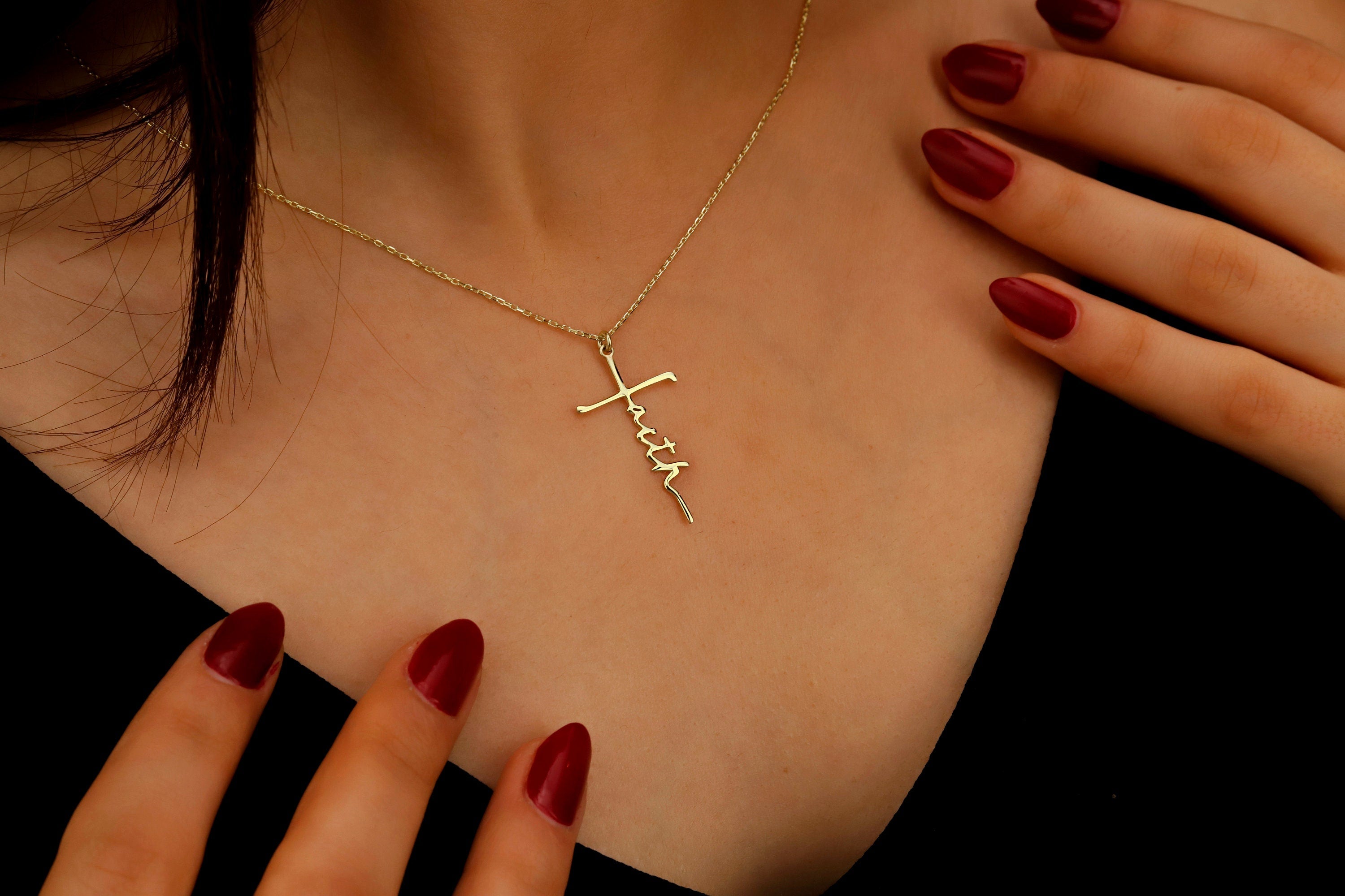 Personalized Faith Cross Name Necklace in Sterling Silver – Perfect Baptism Gift