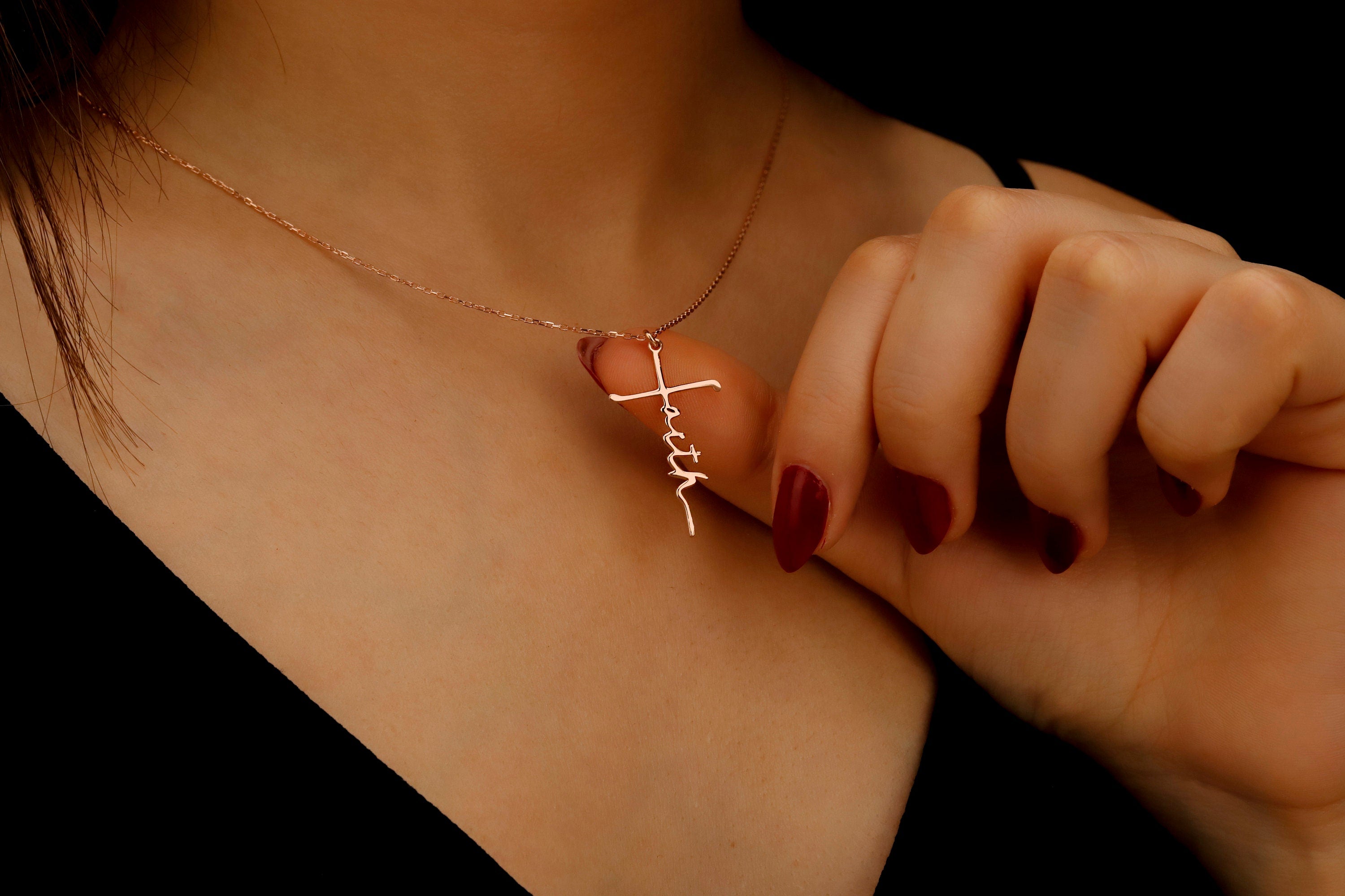 Personalized Faith Cross Name Necklace in Sterling Silver – Perfect Baptism Gift